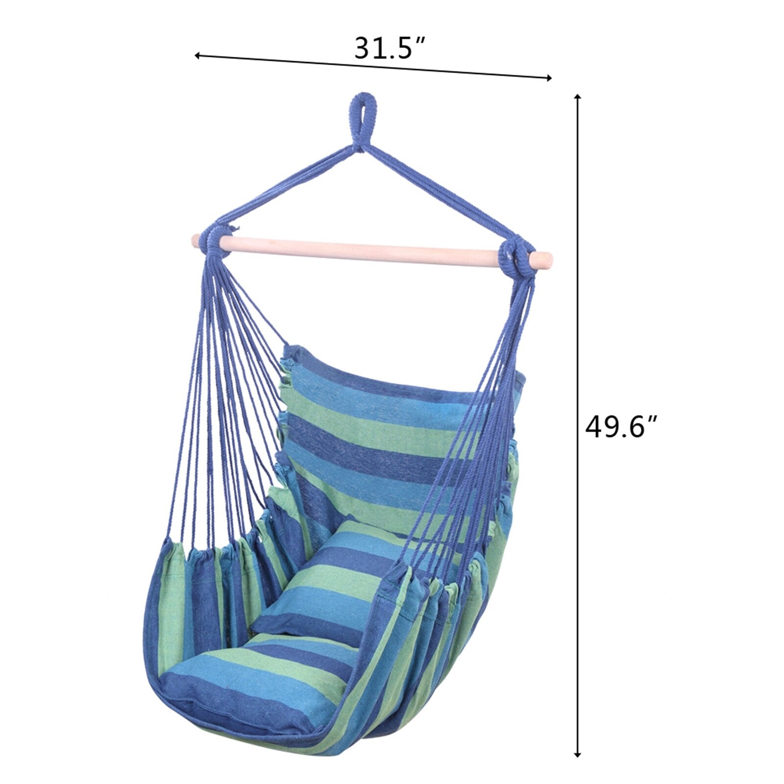 Hammock Chair Swing with Pillows in Blue