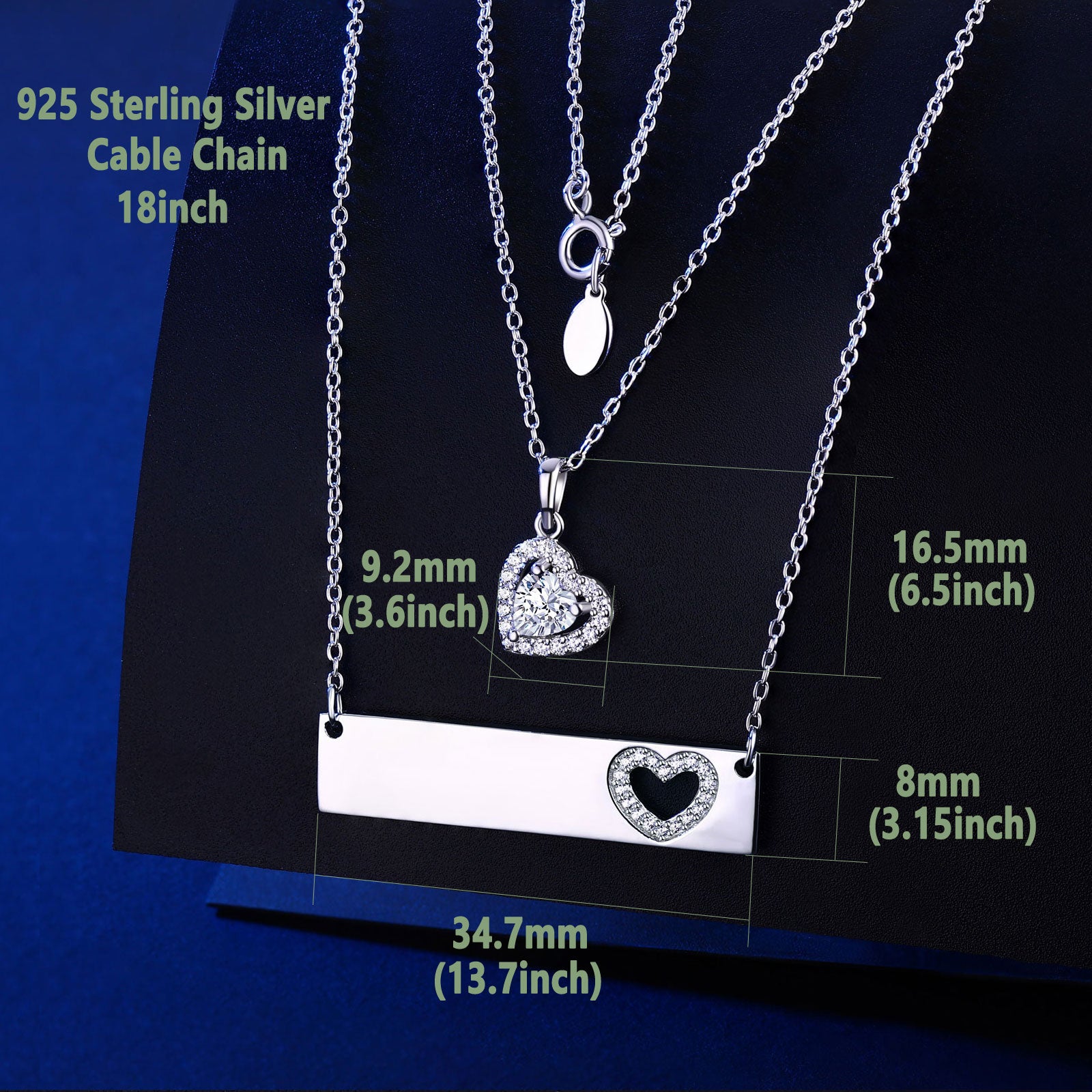 925 Sterling Silver Heart Shape Necklace