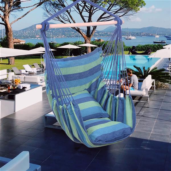 Hammock Chair Swing with Pillows in Blue