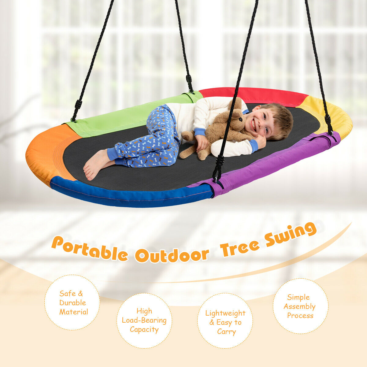 60" Adjustable Giant Oval Platform Tree Swing