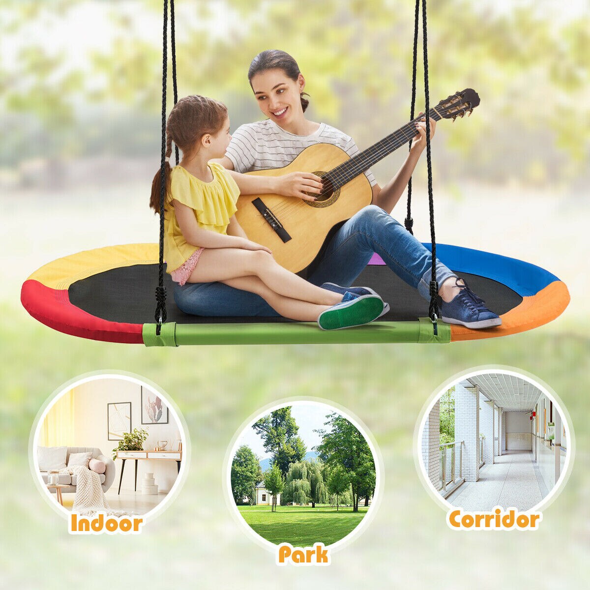 60" Adjustable Giant Oval Platform Tree Swing