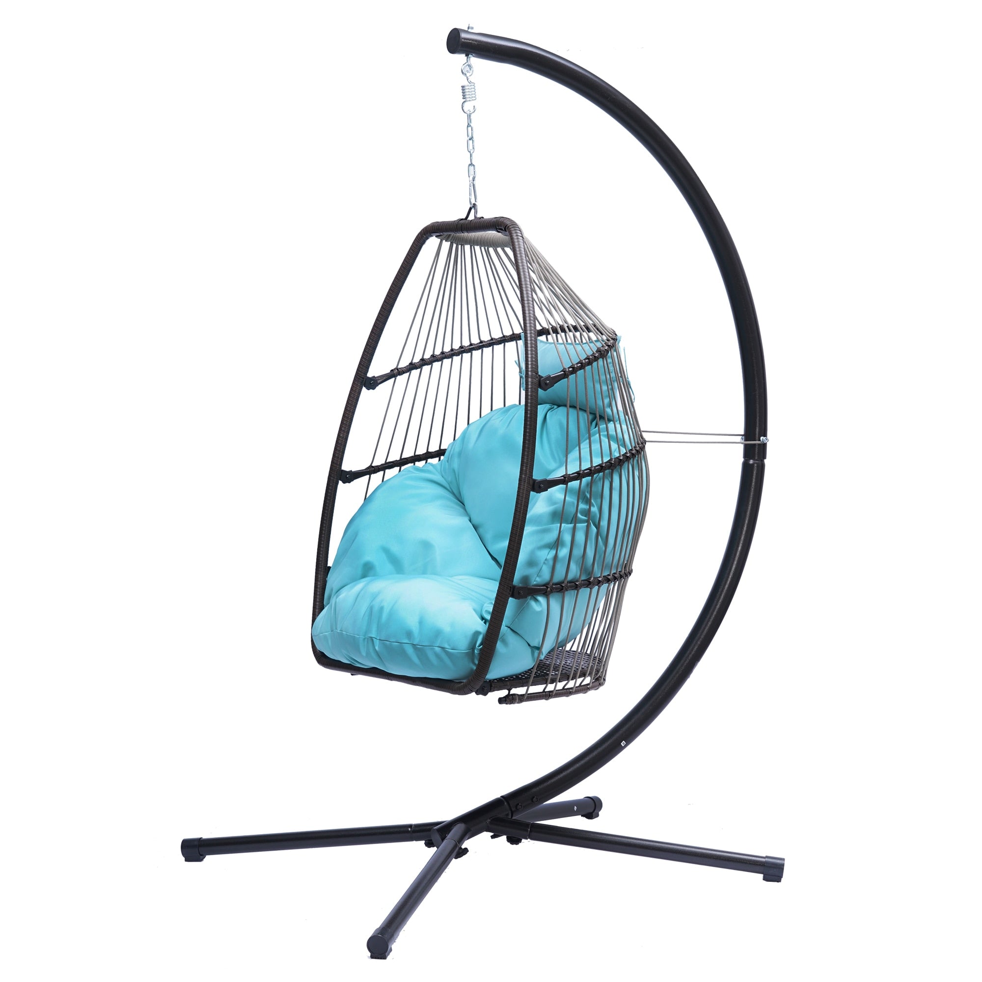 Patio Rattan Hanging Egg Chair with Cushion