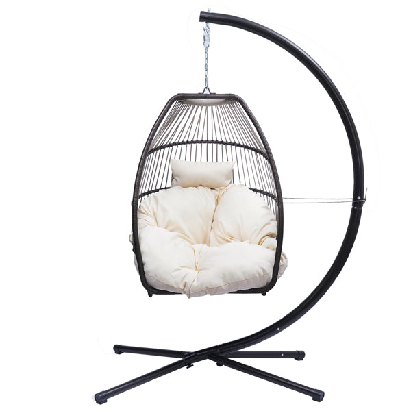 Patio Rattan Hanging Egg Chair with Cushion