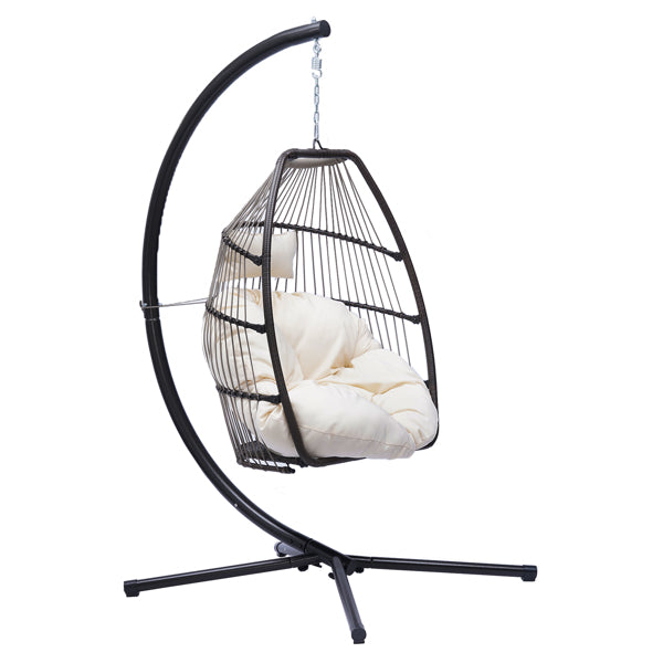 Patio Rattan Hanging Egg Chair with Cushion