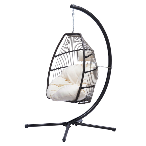 Patio Rattan Hanging Egg Chair with Cushion