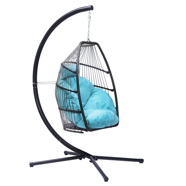 Patio Rattan Hanging Egg Chair with Cushion