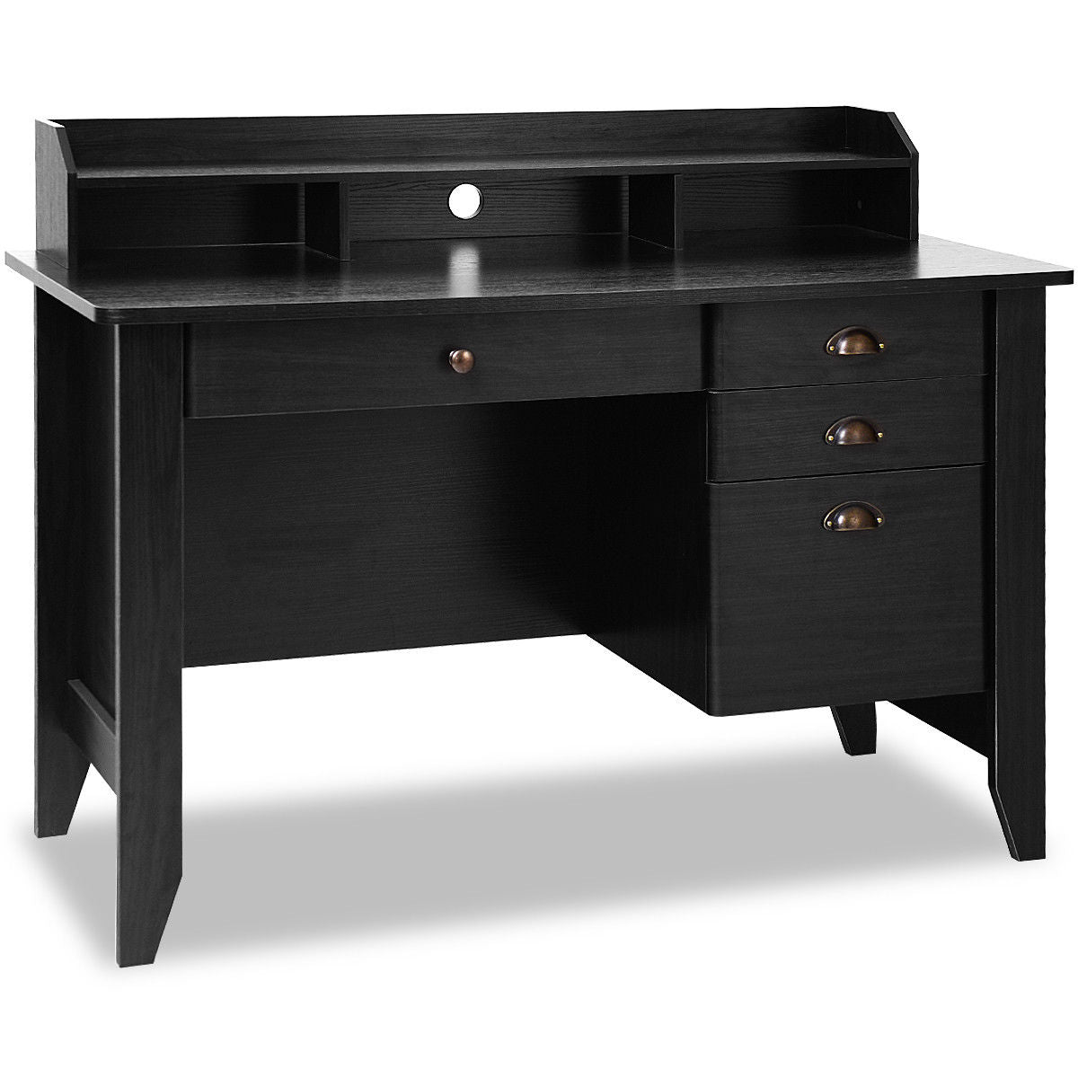 Computer & Laptop Desk with Hutch in Black