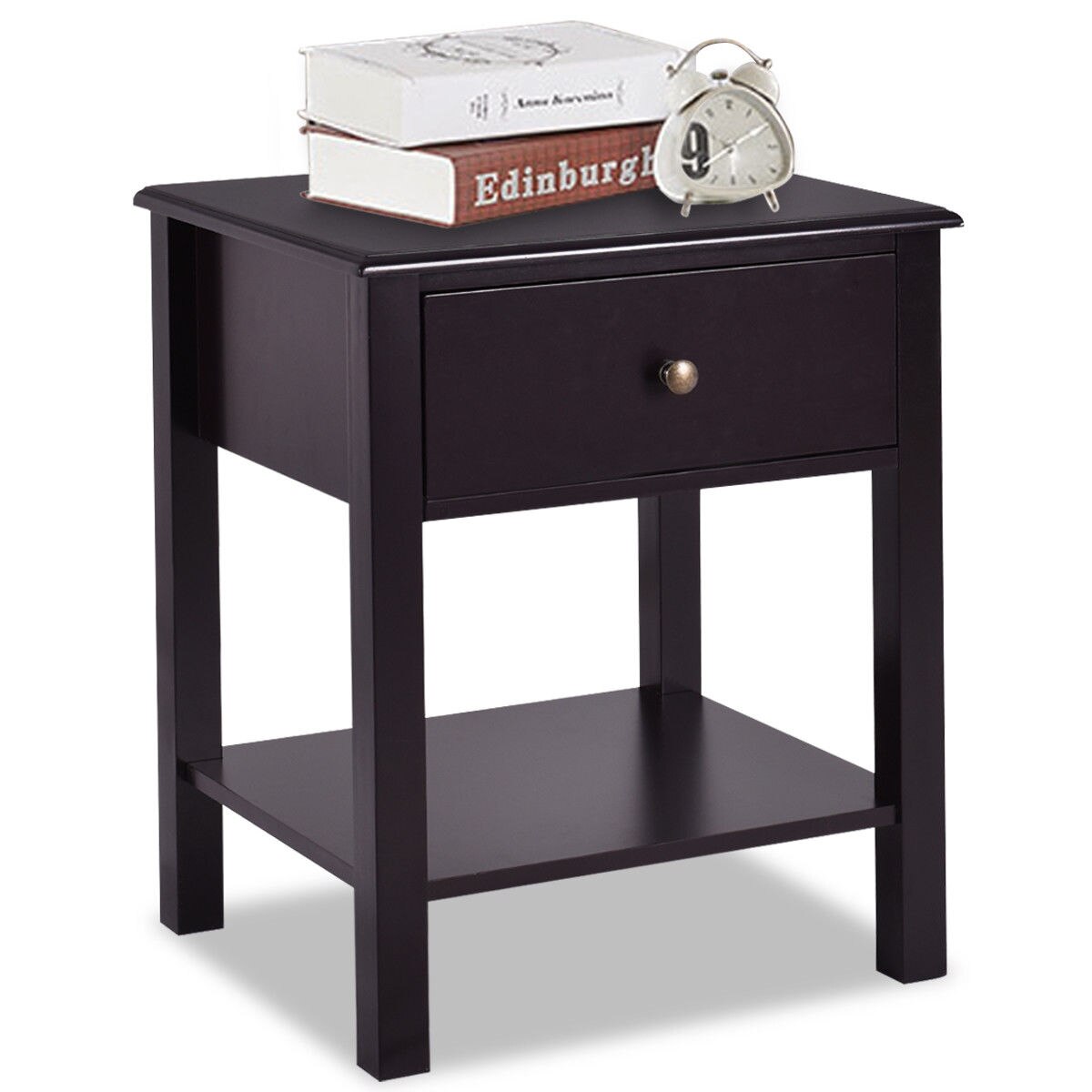 Nightstand with Bottom Shelf and Drawer