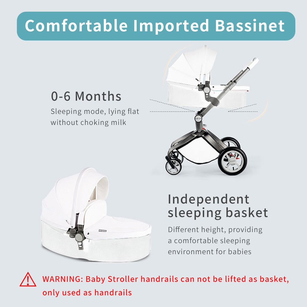 Baby Stroller 2-in-1 Travel System with Bassinet and High Landscape