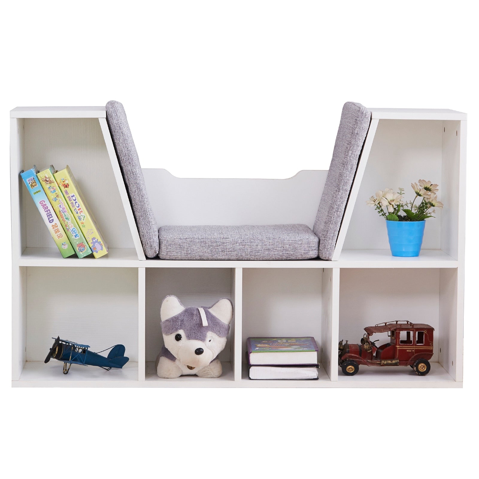 6-Cube Multi-Functional Bookcase in White/Natural