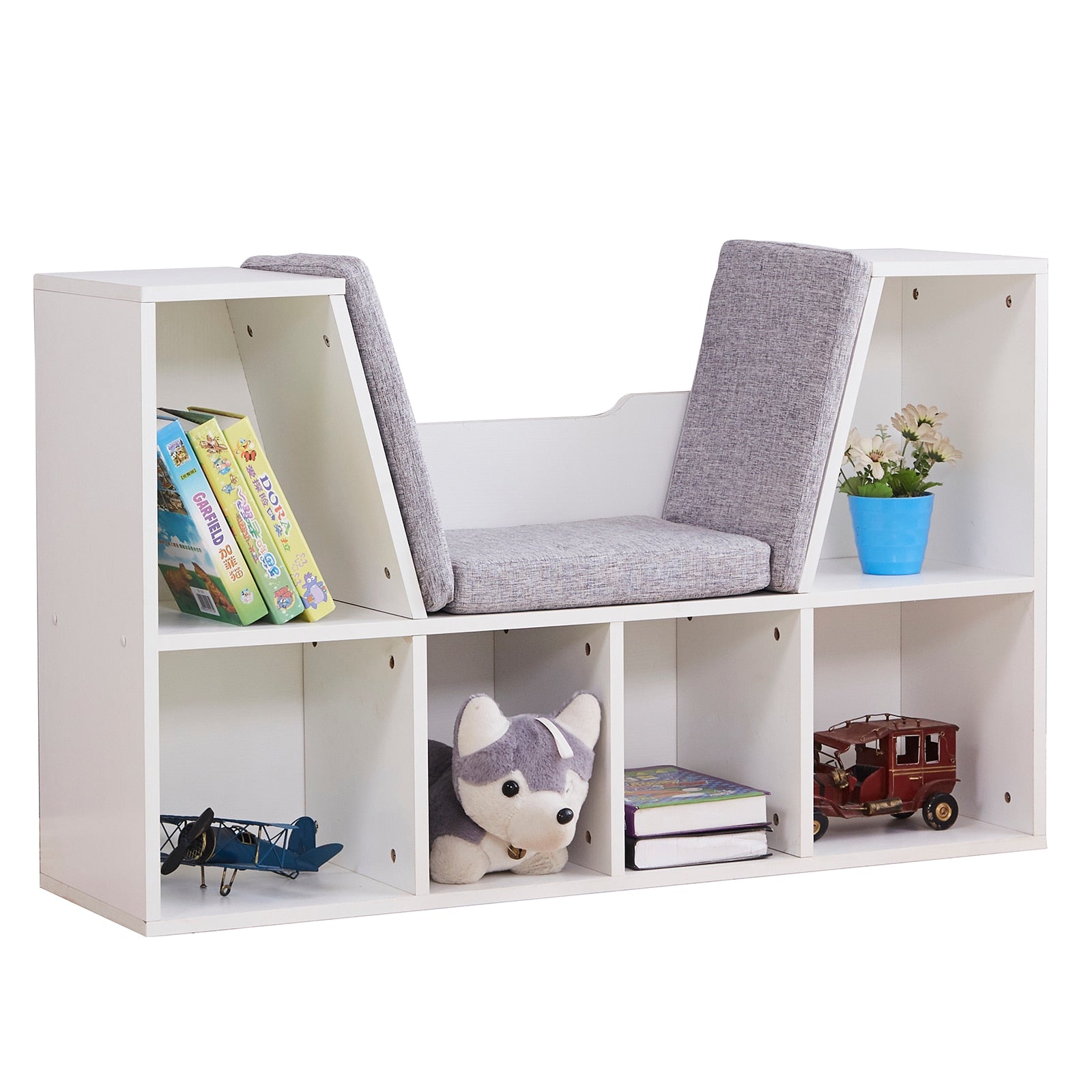 6-Cube Multi-Functional Bookcase in White/Natural