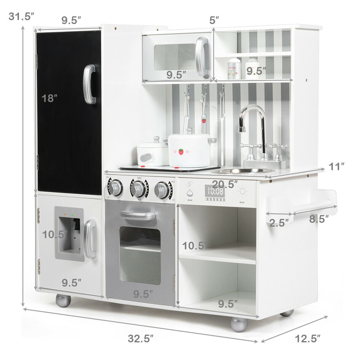 Kitchen Cooking Playset with Utensils, Sounds & Wordpad