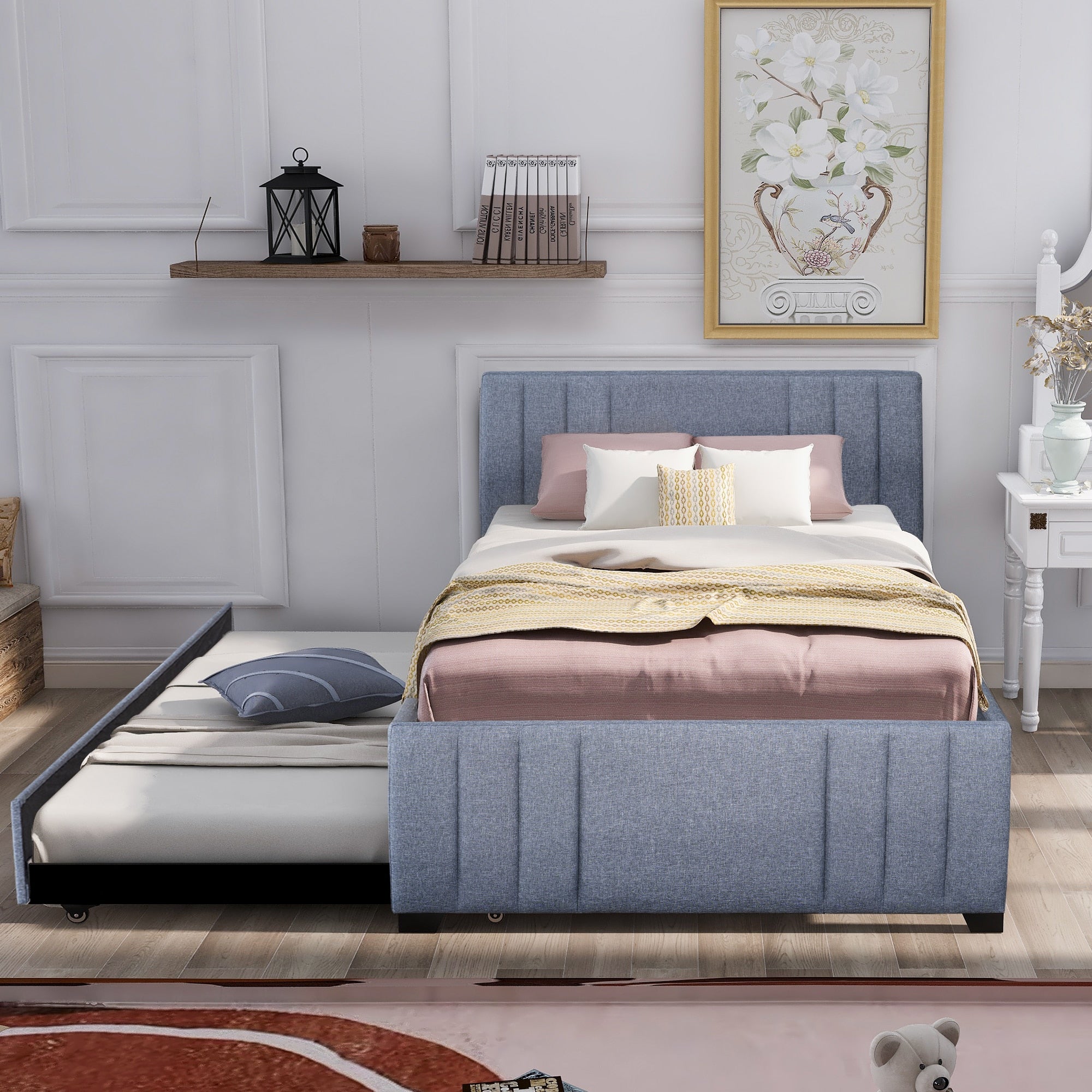 Multi Utility Upholstered Bed with Trundle