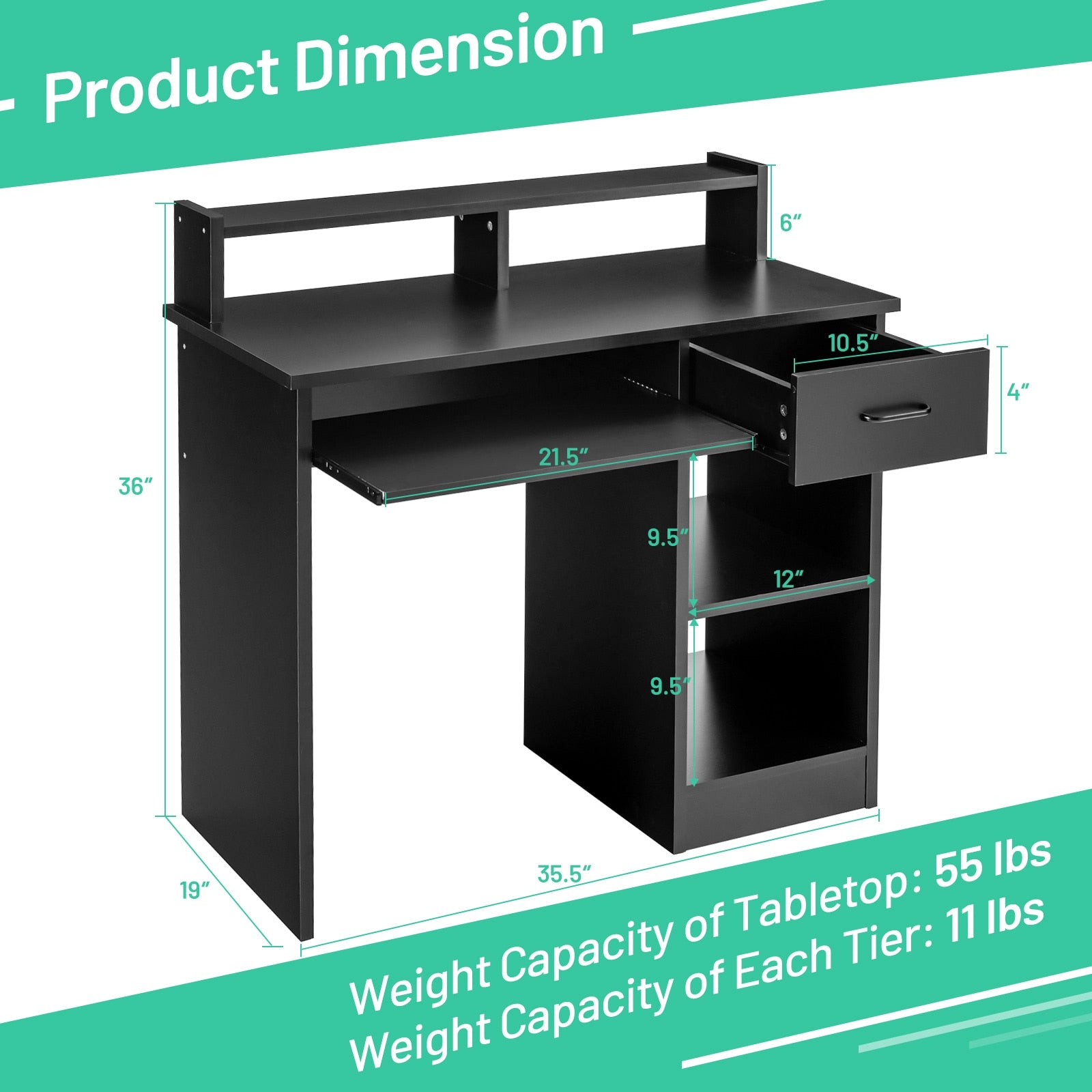 Computer Desk with Drawer