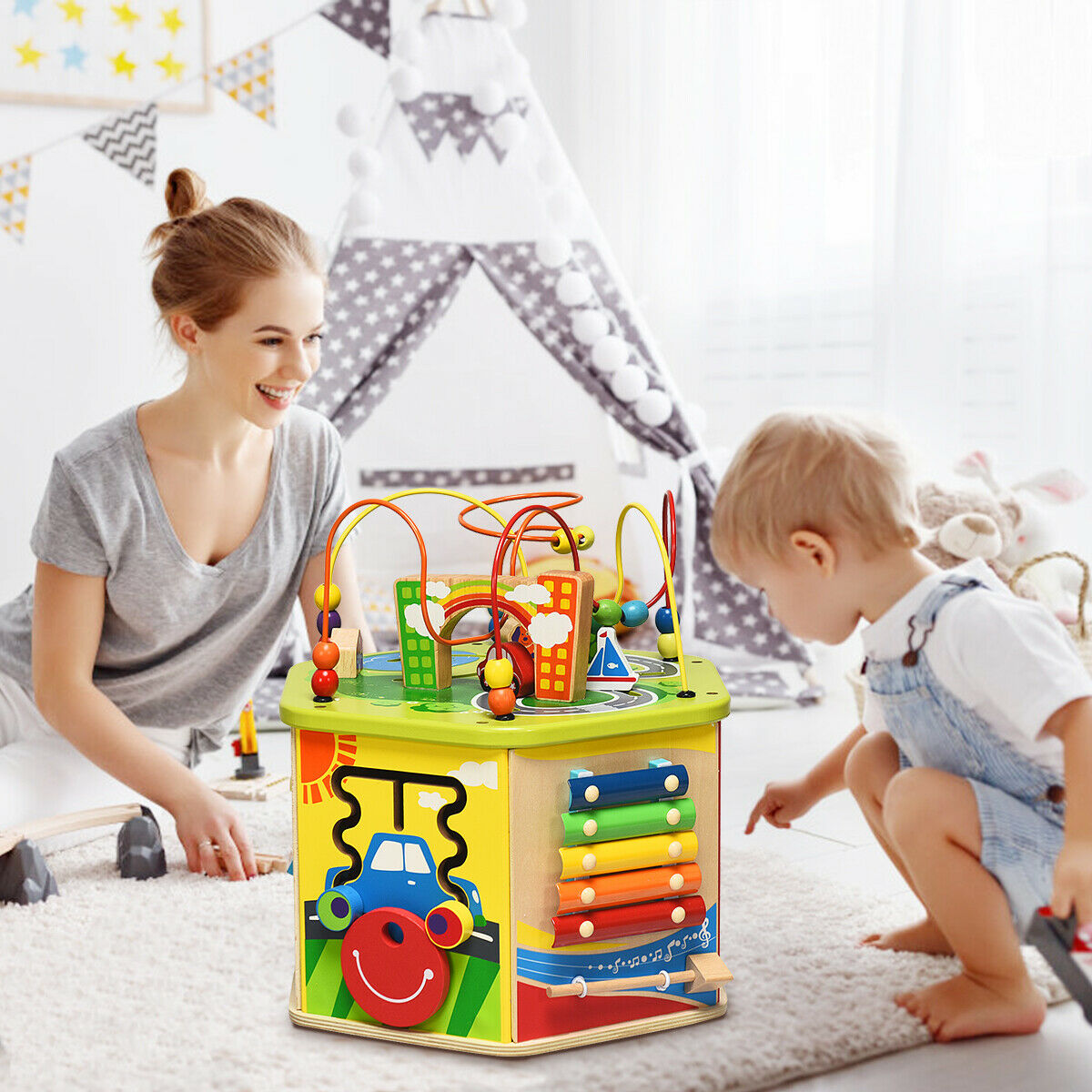 7-in-1 Wooden Activity Cube