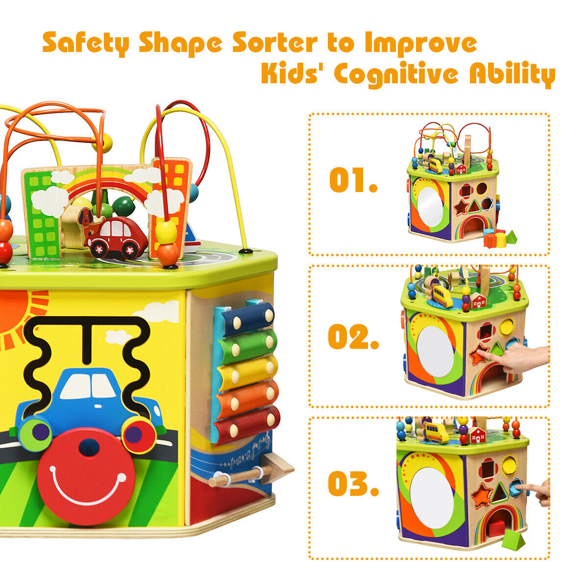 7-in-1 Wooden Activity Cube