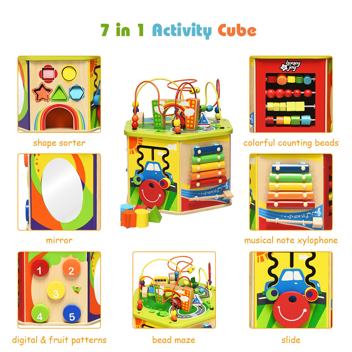 7-in-1 Wooden Activity Cube