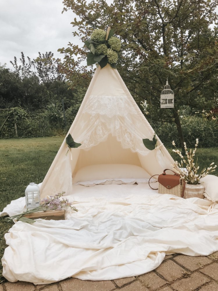 Kids Lace Teepee Tent with Bag for Home and Outdoor