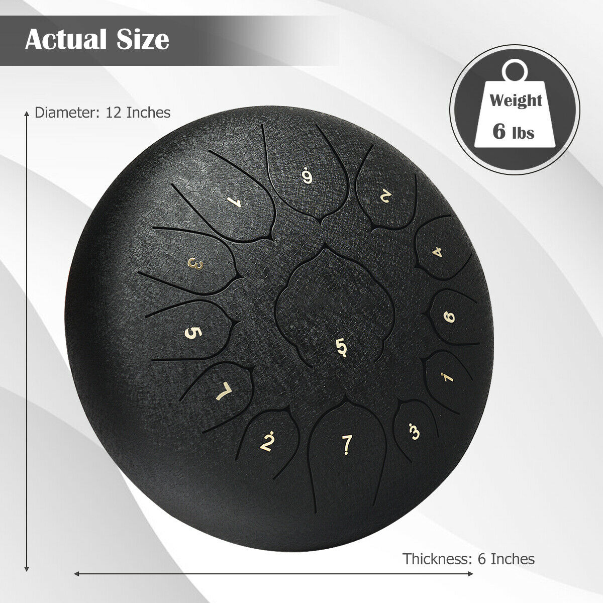 12" 13 Notes Steel Tongue Drum in Black