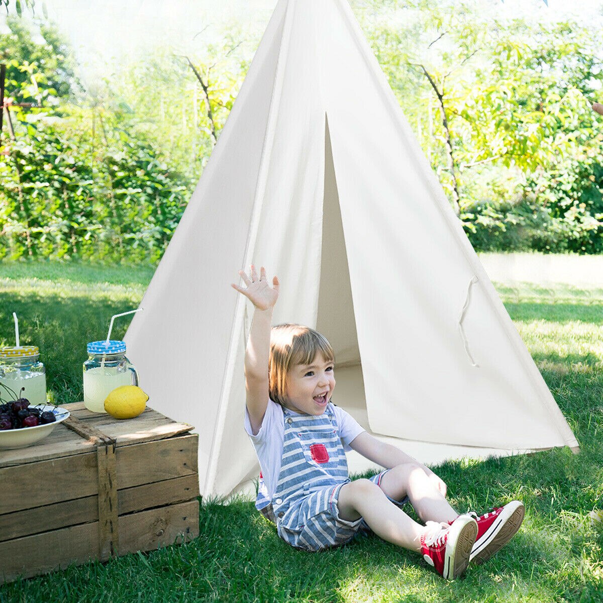 5.5 Feet Portable Cotton Kids Play Tent in Classic Indian Style