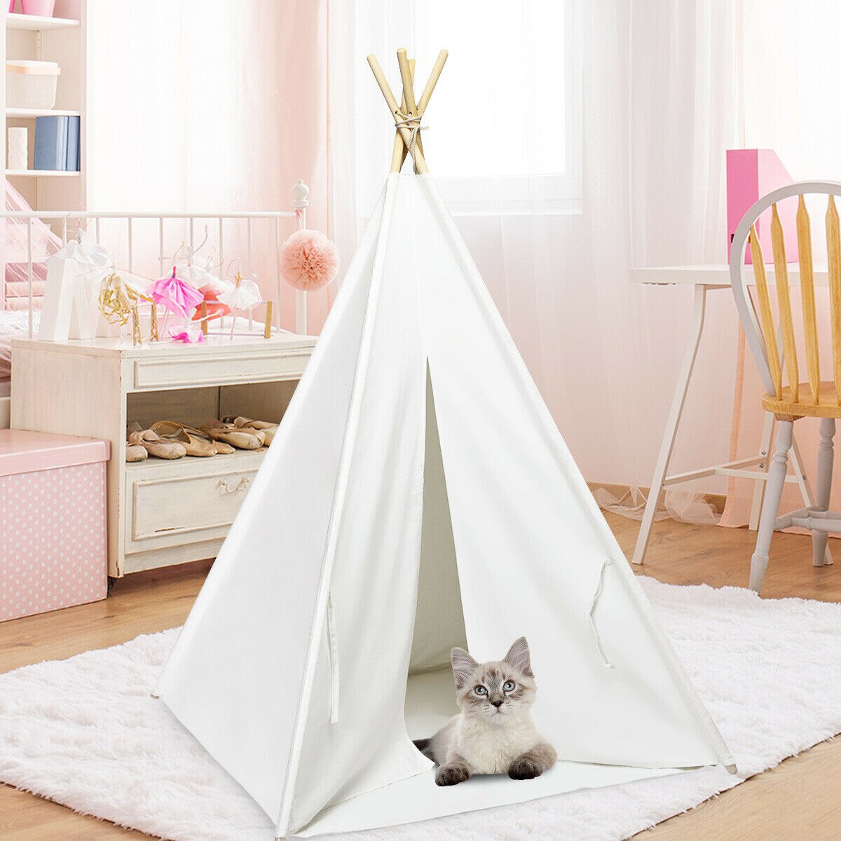 5.5 Feet Portable Cotton Kids Play Tent in Classic Indian Style