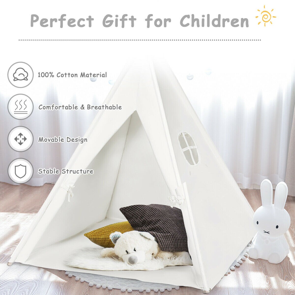 5.5 Feet Portable Cotton Kids Play Tent in Classic Indian Style