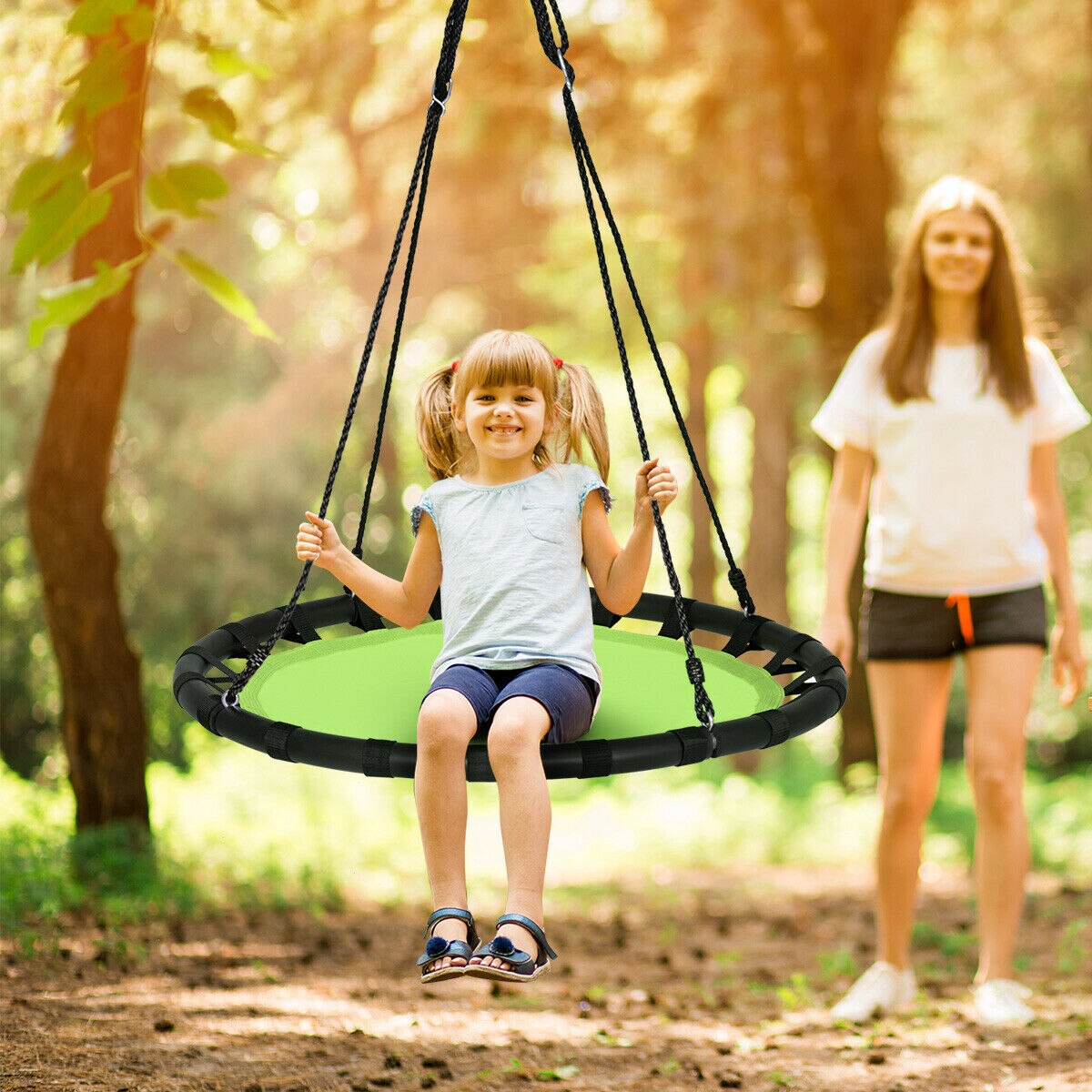 40" Flying Saucer Tree Swing with Adjustable Ropes