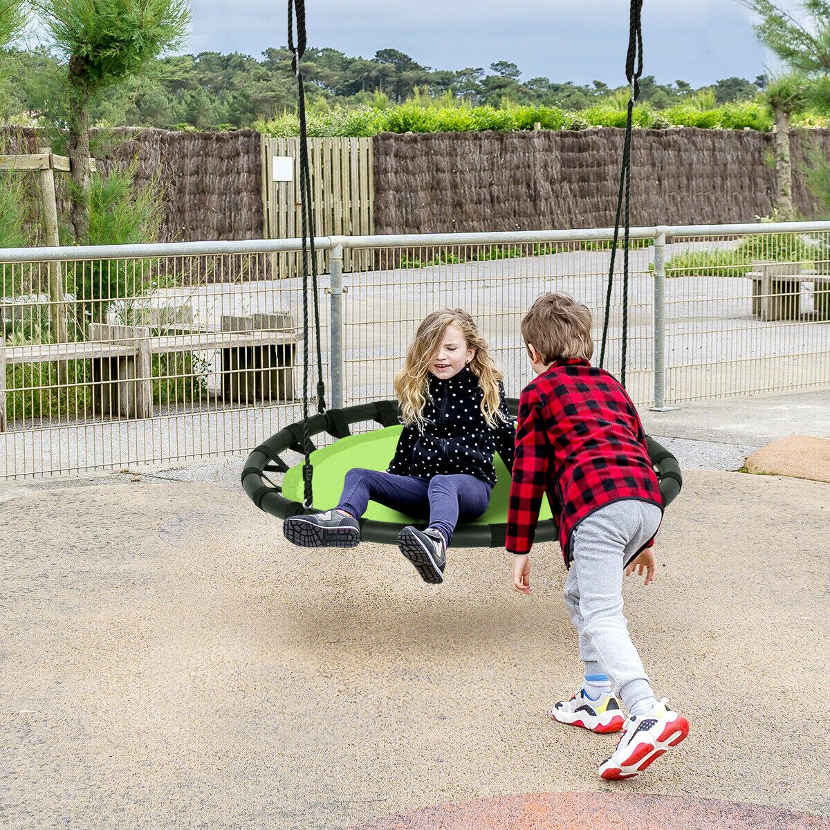 40" Flying Saucer Tree Swing with Adjustable Ropes