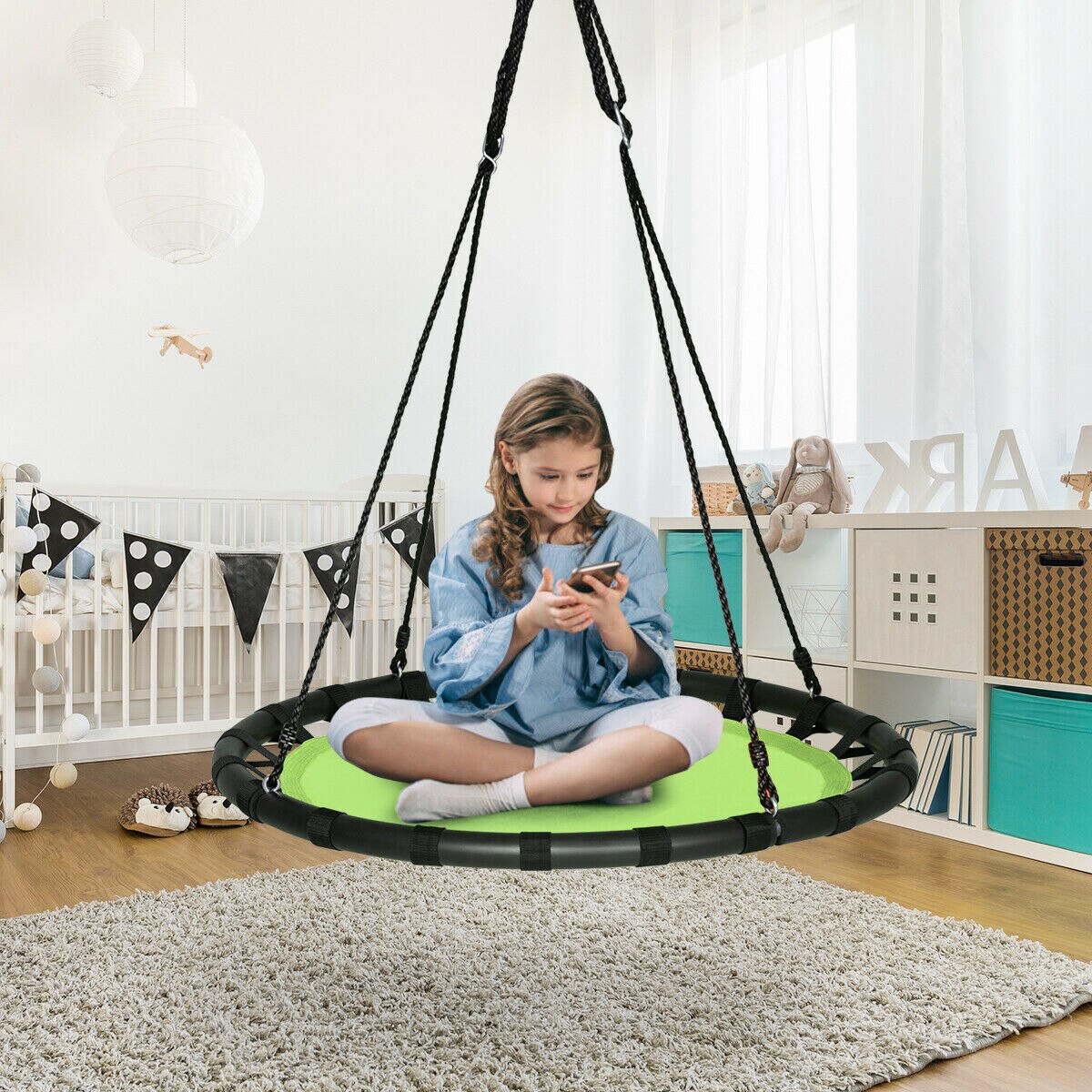 40" Flying Saucer Tree Swing with Adjustable Ropes