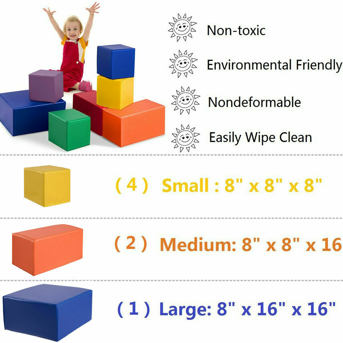 7-Piece Colorful Climbing Blocks Set