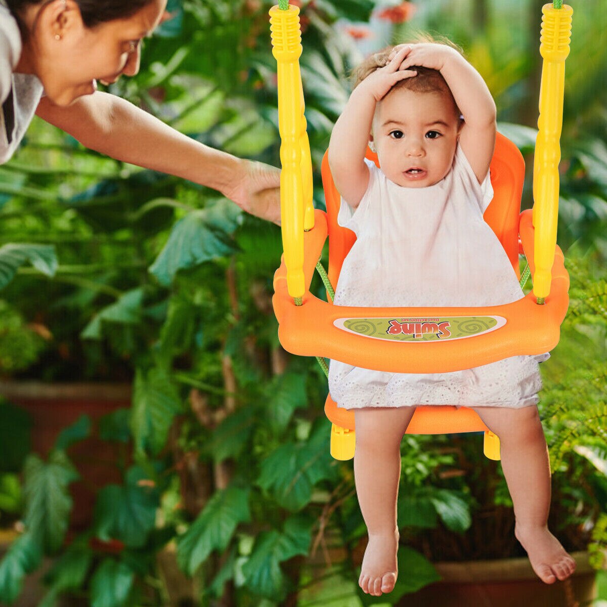 Swing Set with High Back Seat and Handrails A-Frame