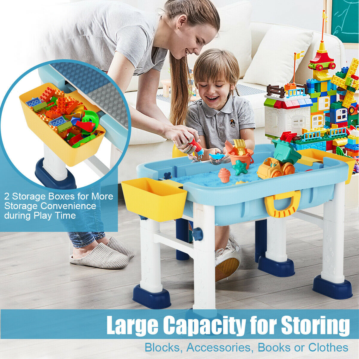 6-in-1 Double-Sided Kids Activity Table Set with Chair