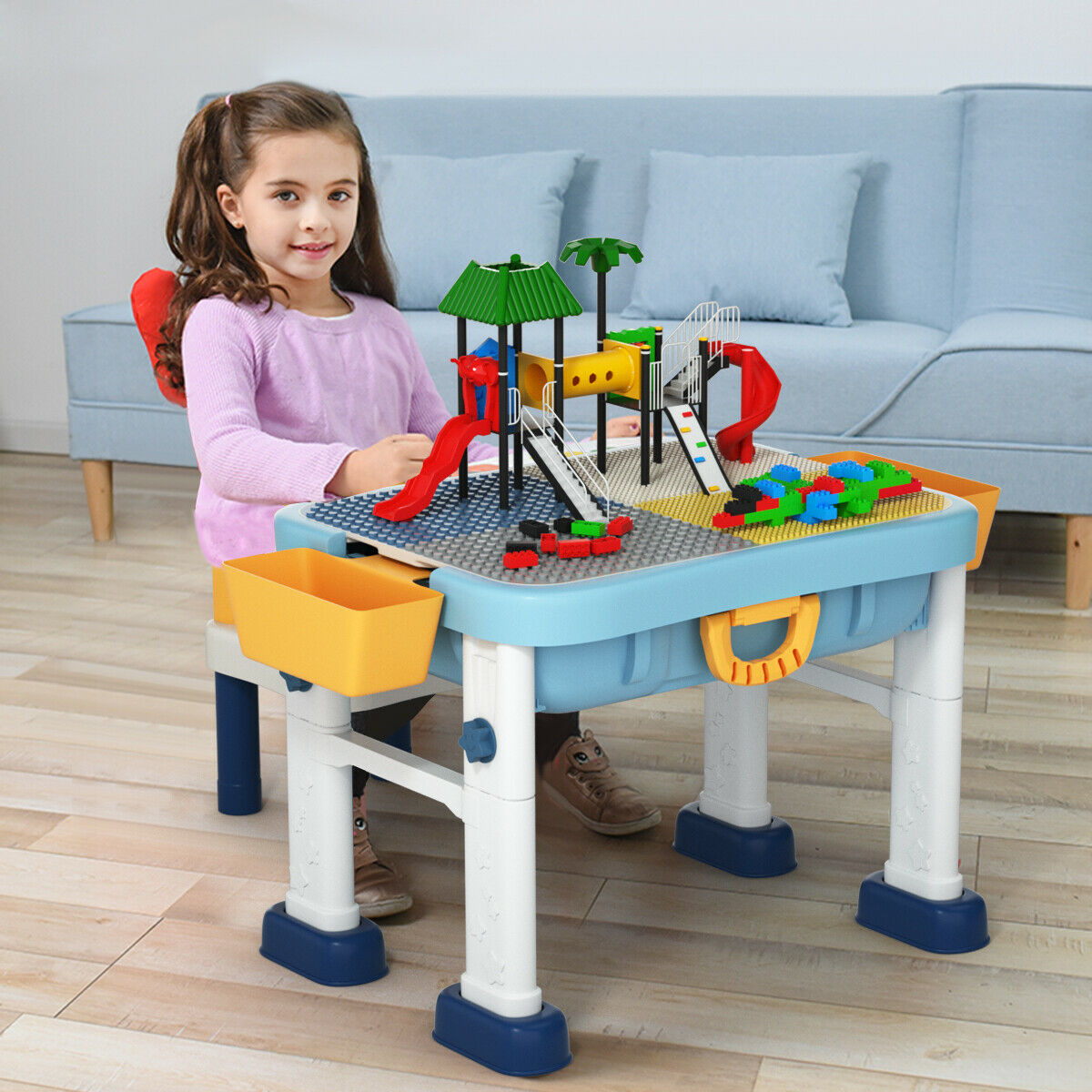 6-in-1 Double-Sided Kids Activity Table Set with Chair