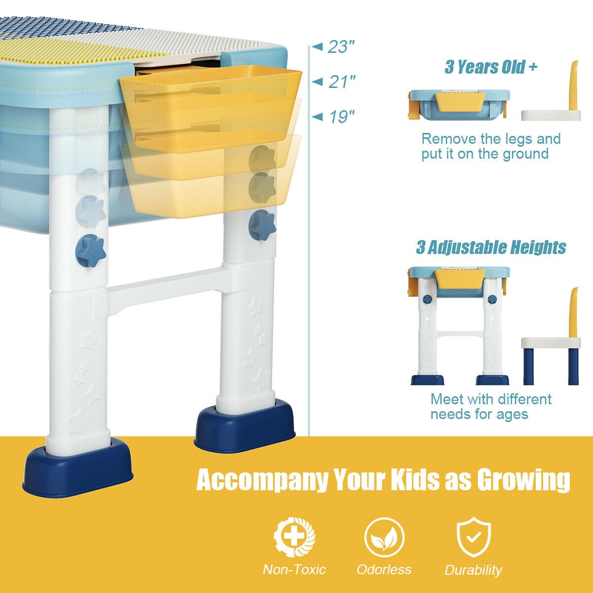 6-in-1 Double-Sided Kids Activity Table Set with Chair