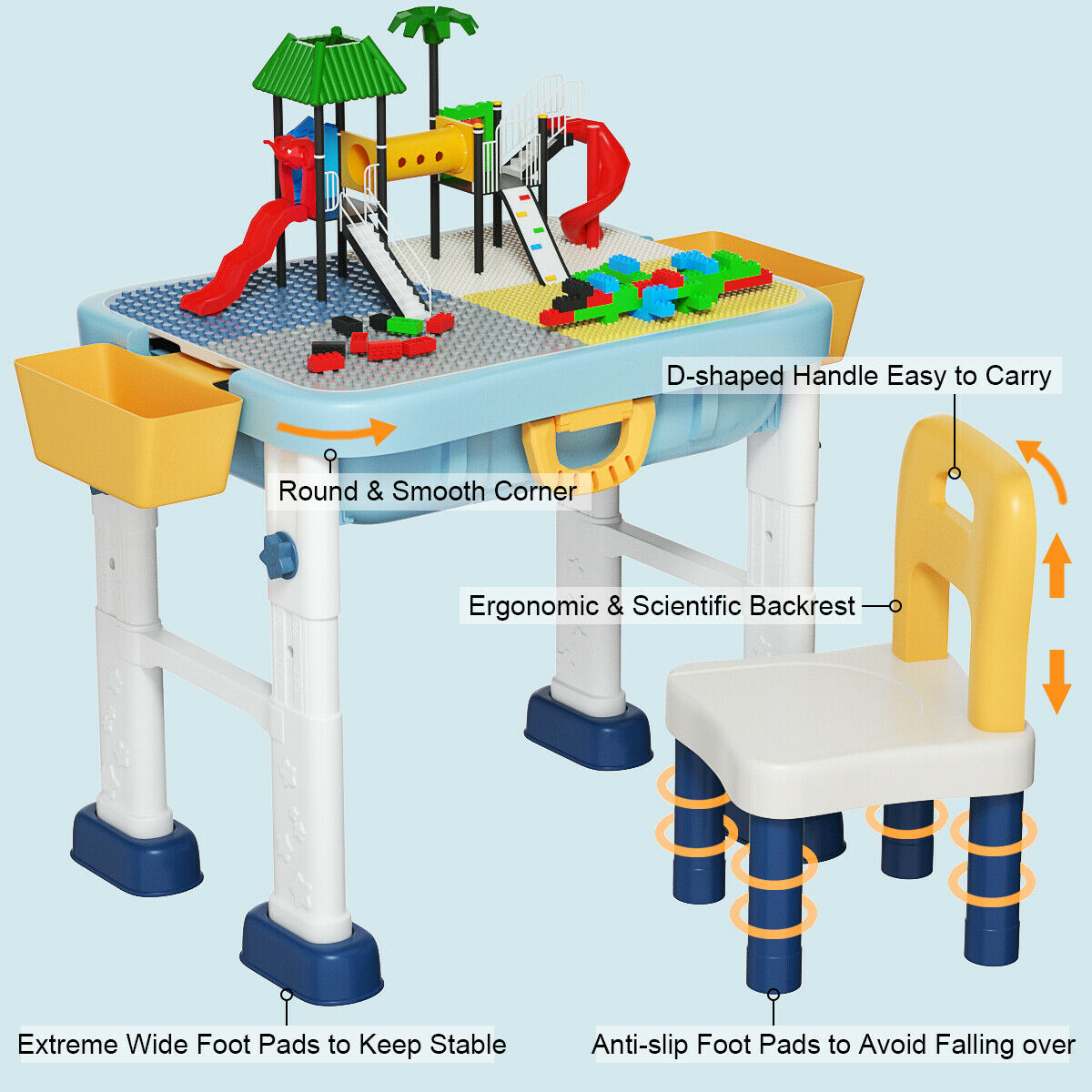 6-in-1 Double-Sided Kids Activity Table Set with Chair