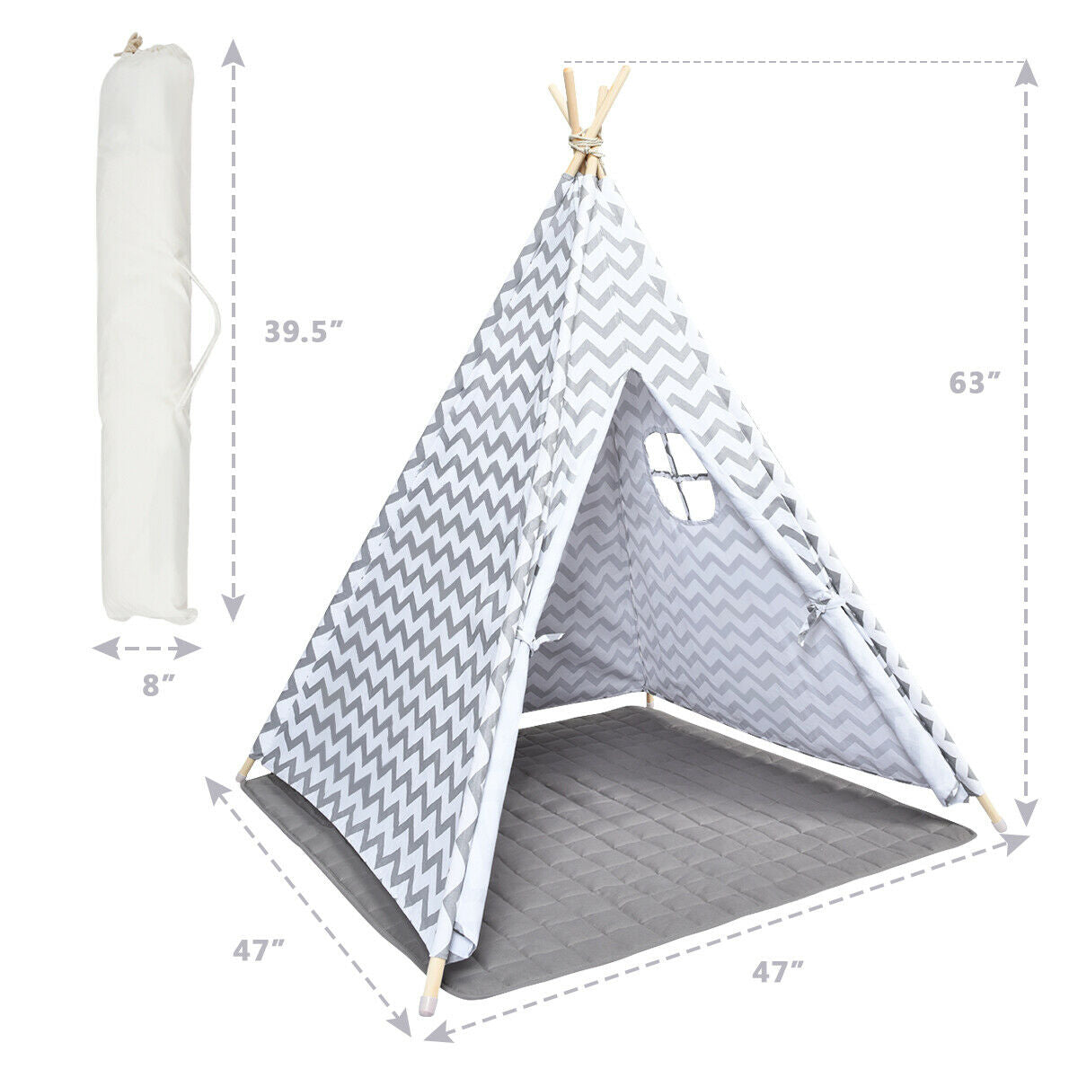 5.2 Feet Portable Indian Play Tent with Cushion