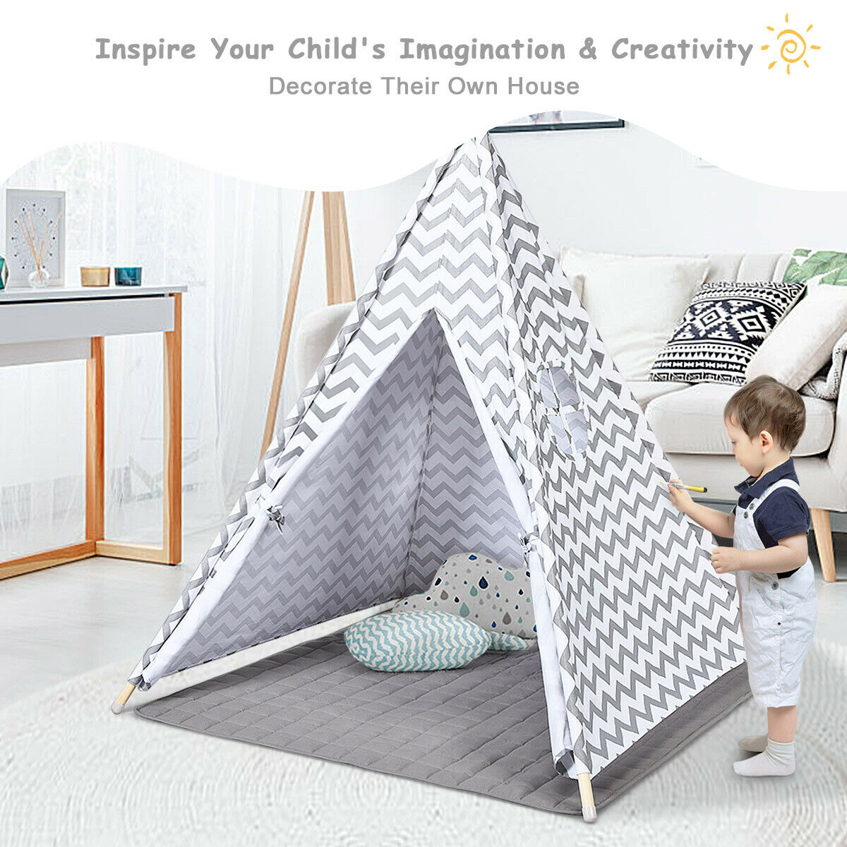 5.2 Feet Portable Indian Play Tent with Cushion