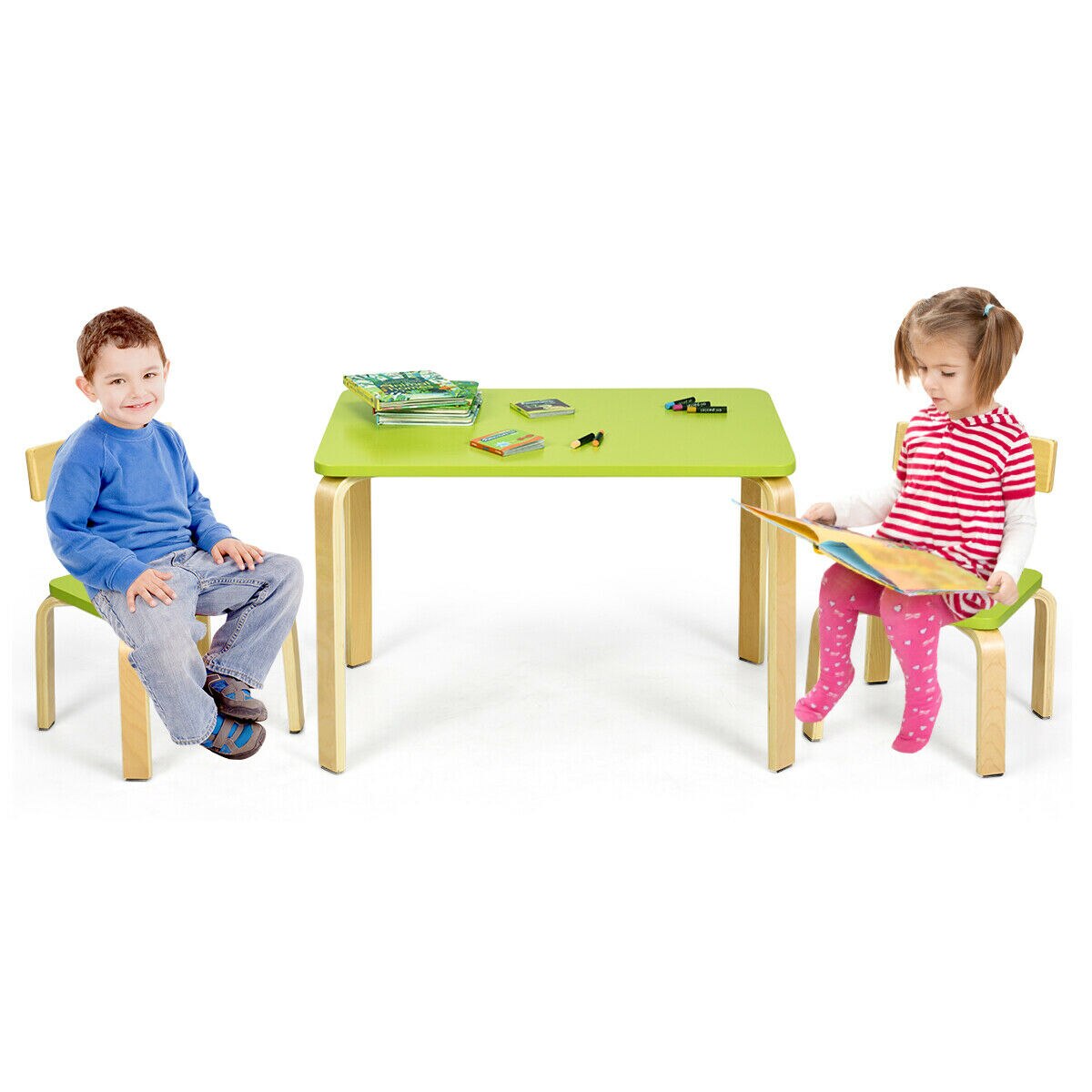 3-Piece Wooden Table & 2 Chairs Set