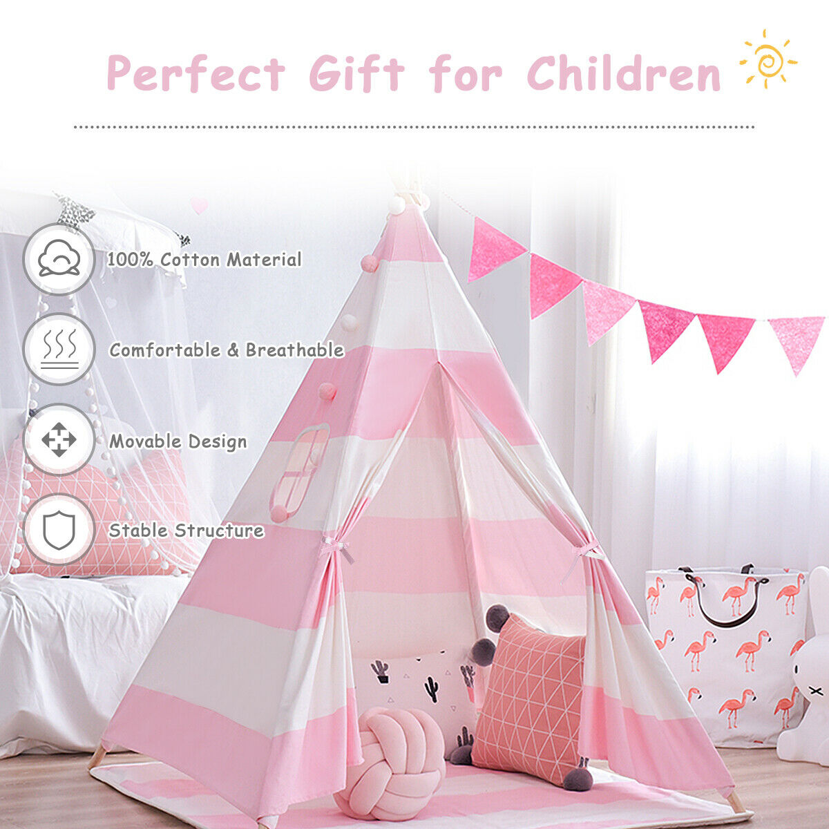 5.5 Feet Portable Kids Indian Play Tent