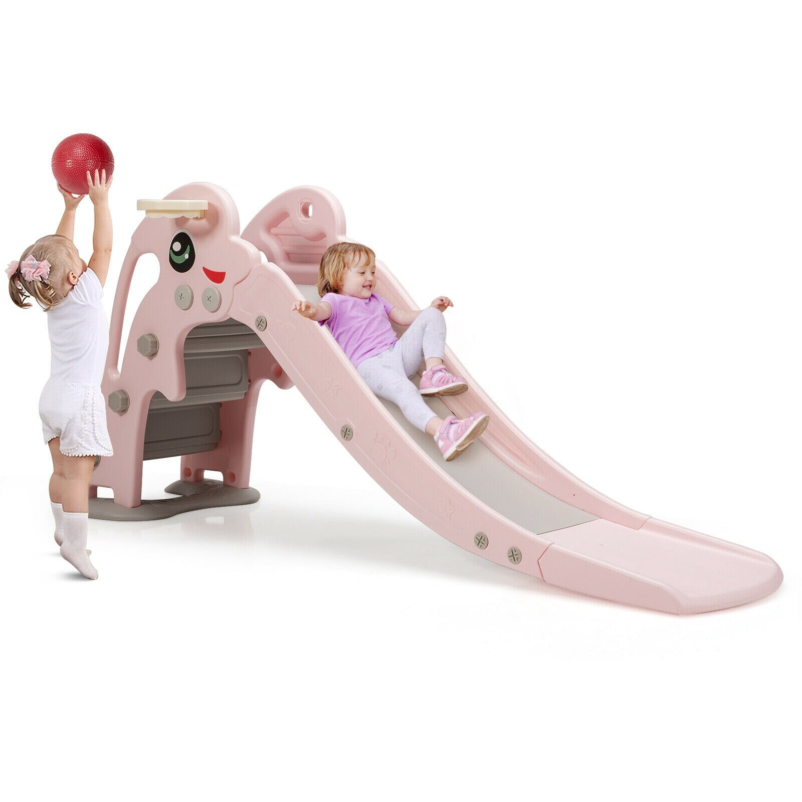 3-in-1 Slide Play Set with Basketball Hoop for Indoor & Outdoor