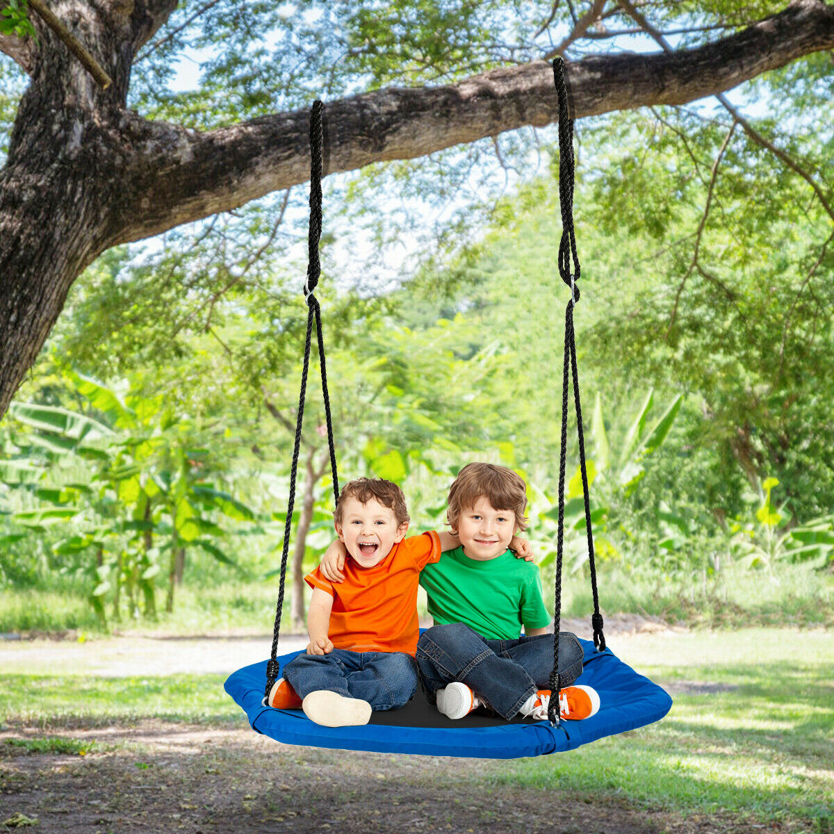 37” Hexagon Tree Swing with Adjustable Hanging Ropes