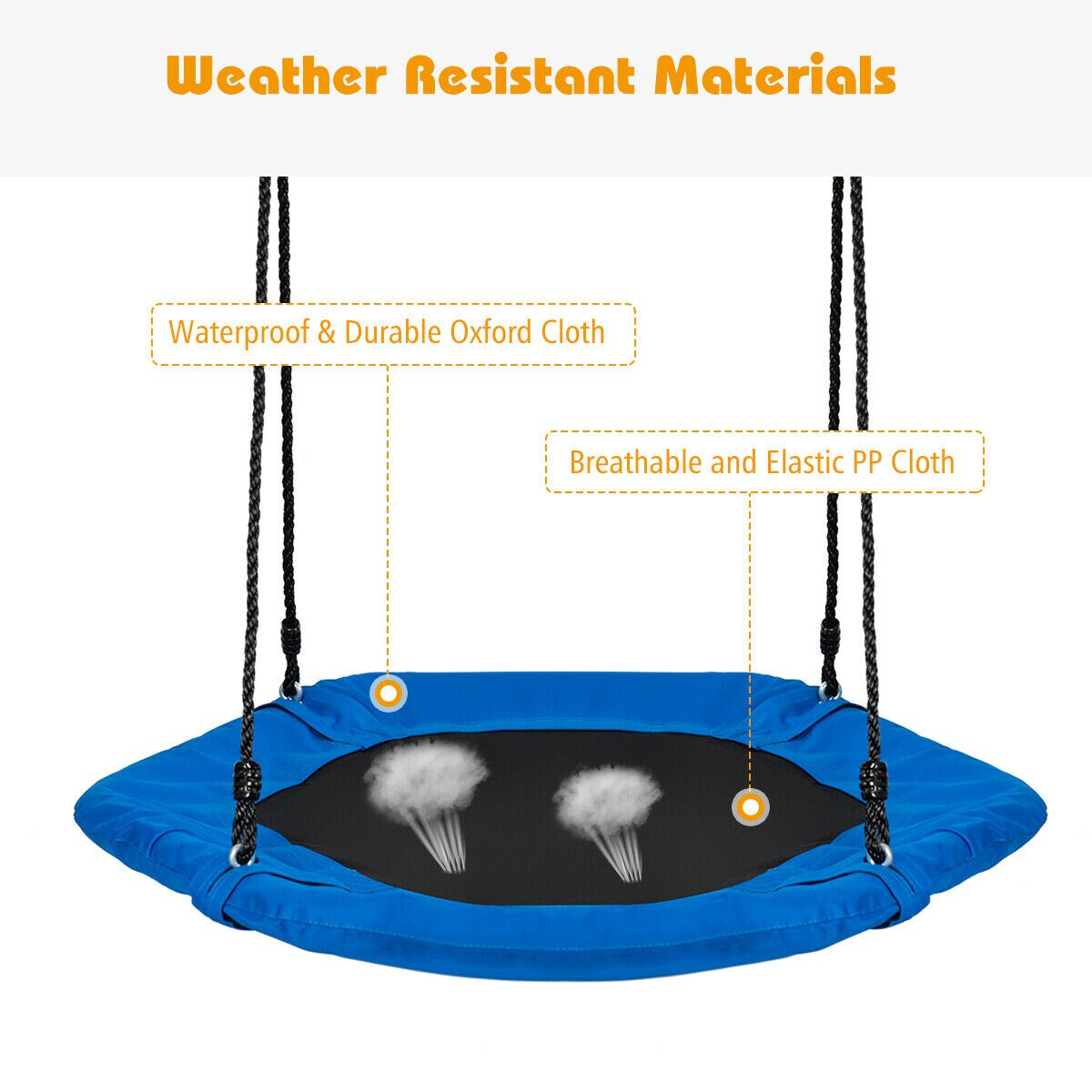 37” Hexagon Tree Swing with Adjustable Hanging Ropes