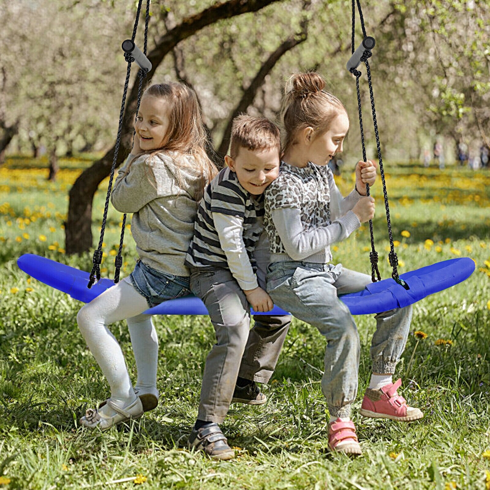 Adjustable Oval Platform Tree Swing with Handle