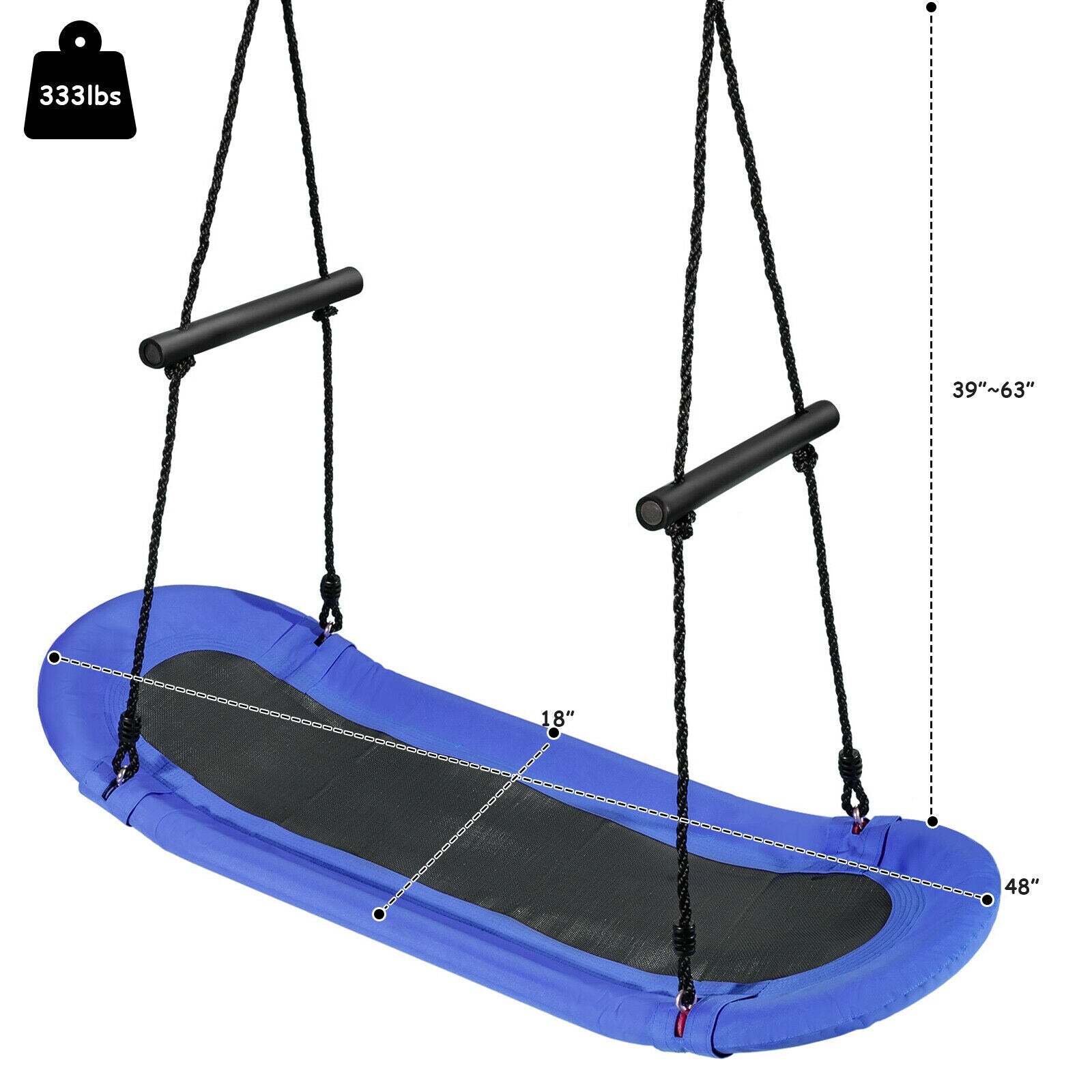 Adjustable Oval Platform Tree Swing with Handle