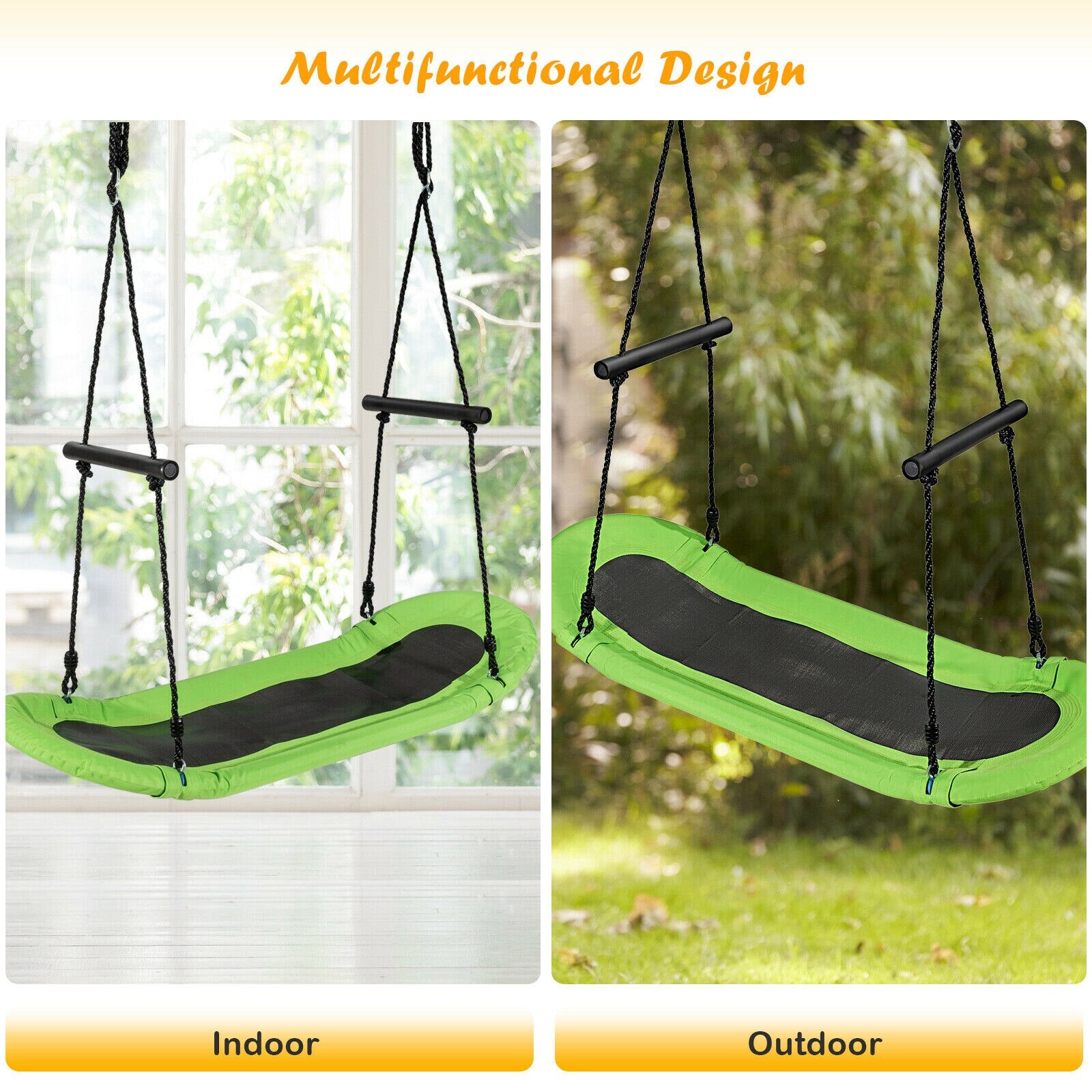 Adjustable Oval Platform Tree Swing with Handle