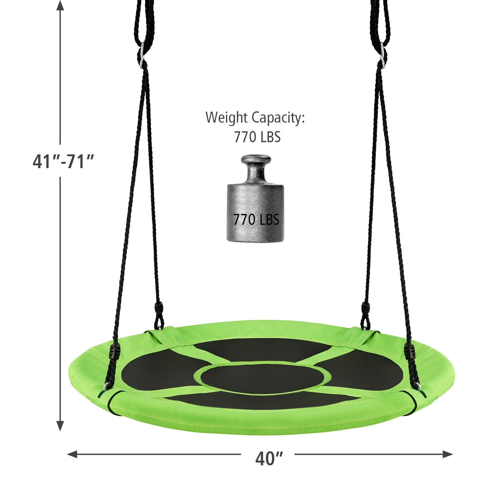 40" Flying Saucer Tree Swing with 2 Tree Hanging Straps