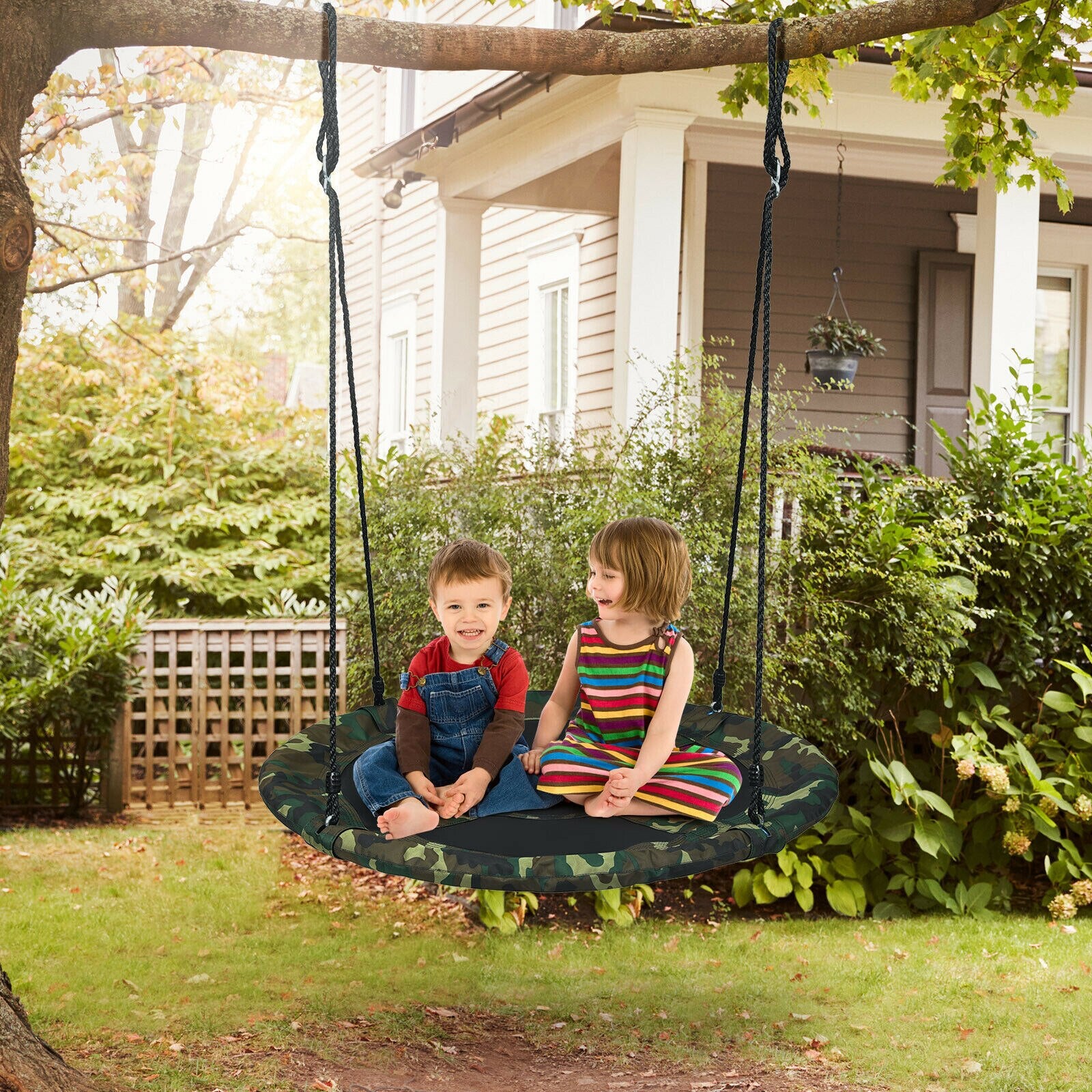 40" Flying Saucer Tree Swing with Adjustable Ropes