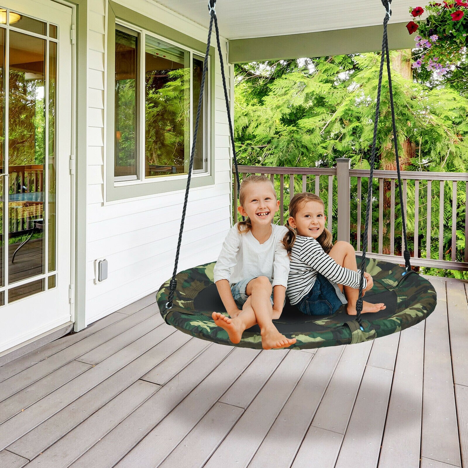 40" Flying Saucer Tree Swing with Adjustable Ropes