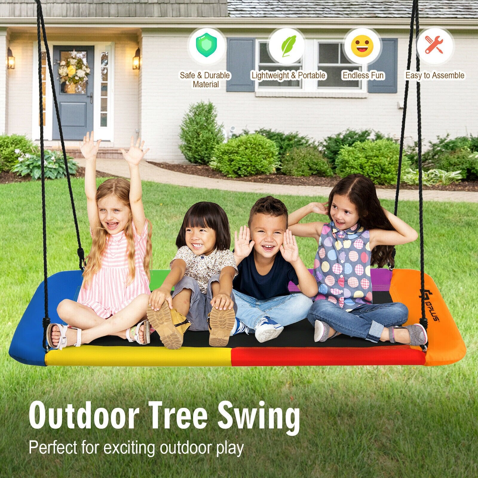 60” Platform Tree Swing with 2 Hanging Straps