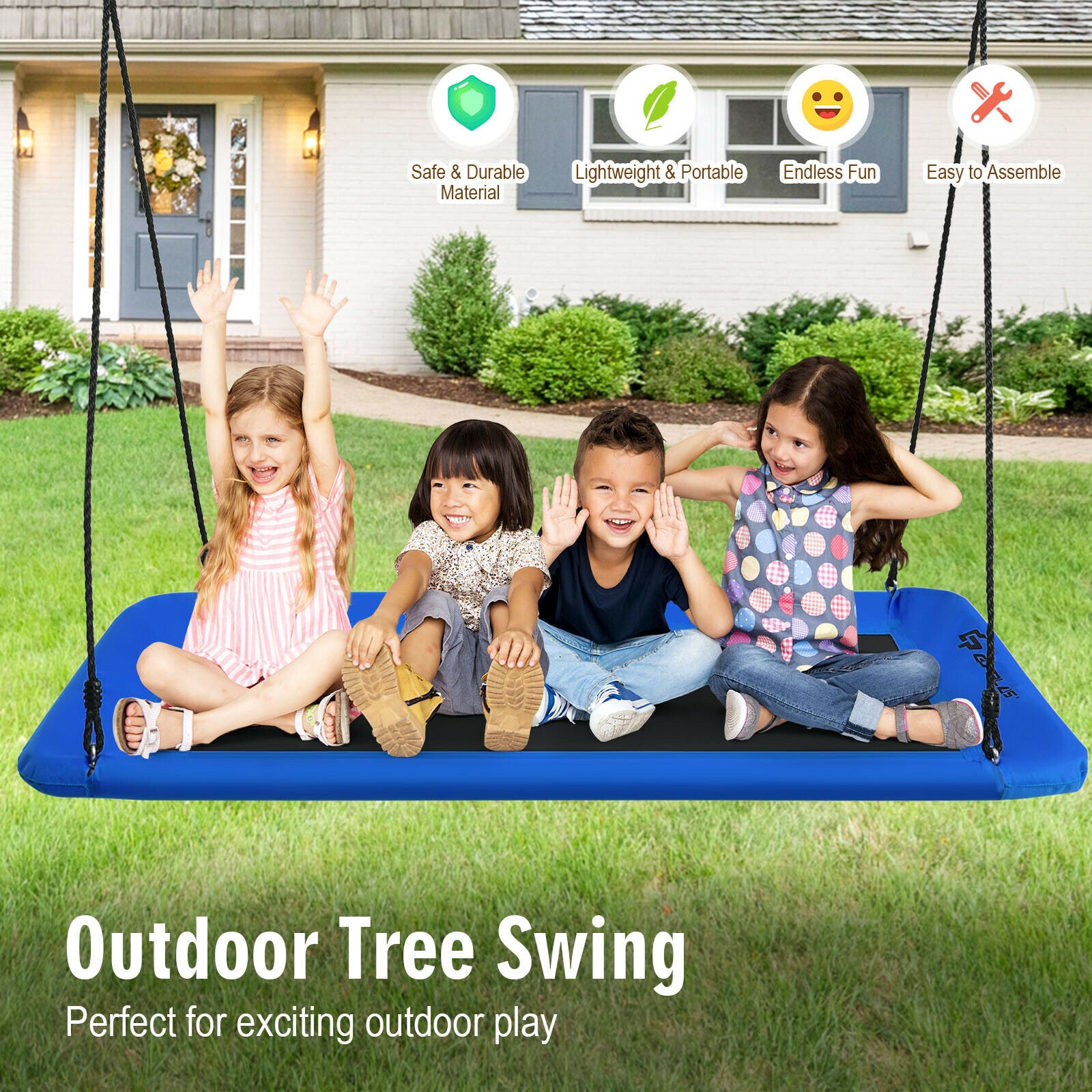 60” Platform Tree Swing with 2 Hanging Straps